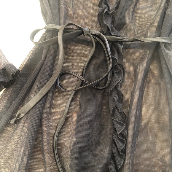 In Bloom by Jonquil Sheer Chiffon Wrap Robe, Black, XS-S - Picture 8 of 9